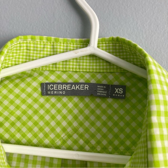 Icebreaker merino wool shirt green plaid button up size XS - Picture 4 of 7